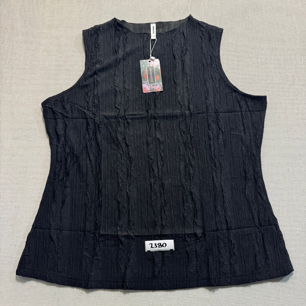 HWOKEFEIYU Textured Crinkle Tank Top Womens XXL Black